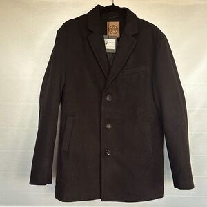 Warmgoose Men Classic Black Wool-Cashmere Coat Single breast 3-button Notch Sz L
